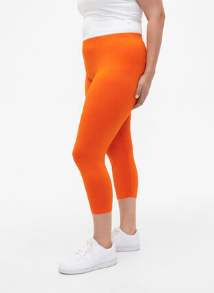 Zizzi Basic 3/4-length viskosetights, Orange, Model image number 0