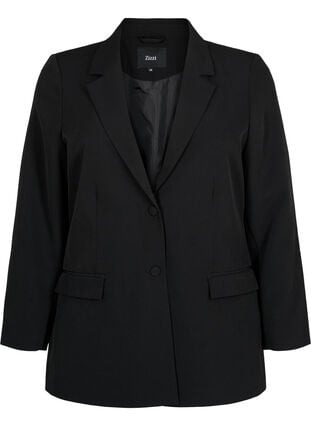 Zizzi Klassisk blazer med knappelukking, Black, Packshot image number 0