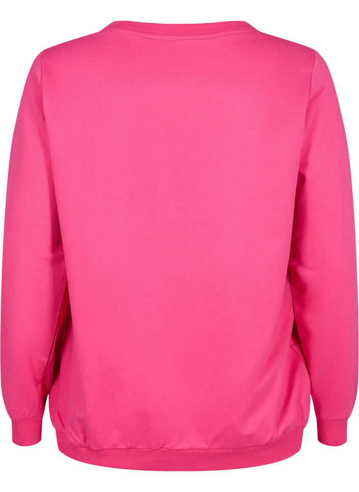 Sweatshirt med tekst, Fuchsia P. W. Reset, Packshot image number 1
