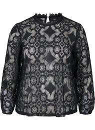 Blondebluse med rund hals, Black