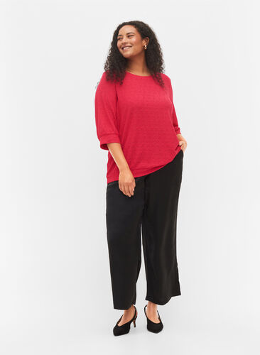 Bluse med 3/4-ermer og strukturmønster, Love Potion, Model image number 2