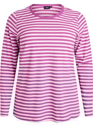 Stripete bluse med lange ermer, Lilla