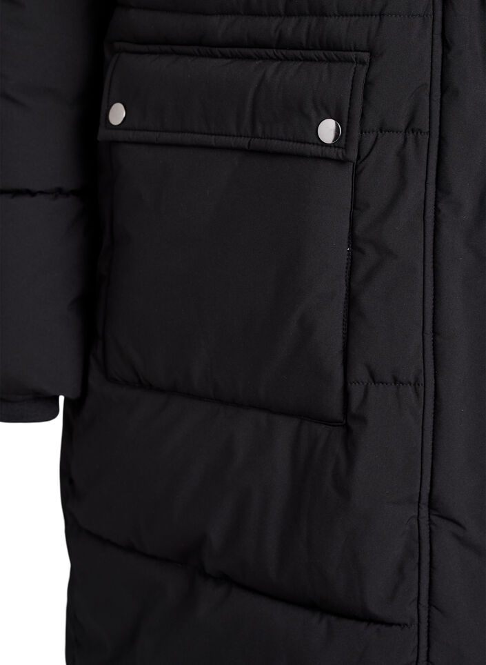 Vannavstøtende parkas med imitert pelskrage, Svart, Packshot image number 3