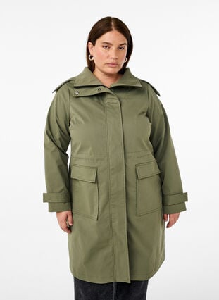 Zizzi Vannavstøtende parkas jakke, Grønn, Model image number 0