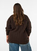 Strikket bluse med flettestrikk og V-hals, Brun, Model image number 2