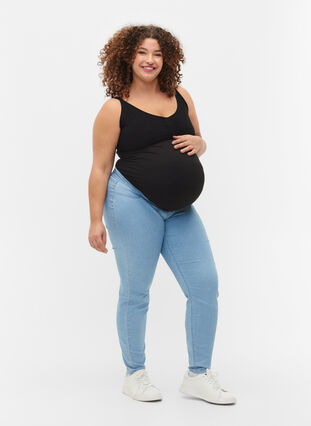 Jeggings til gravide med baklommer, Light blue, Model image number 0