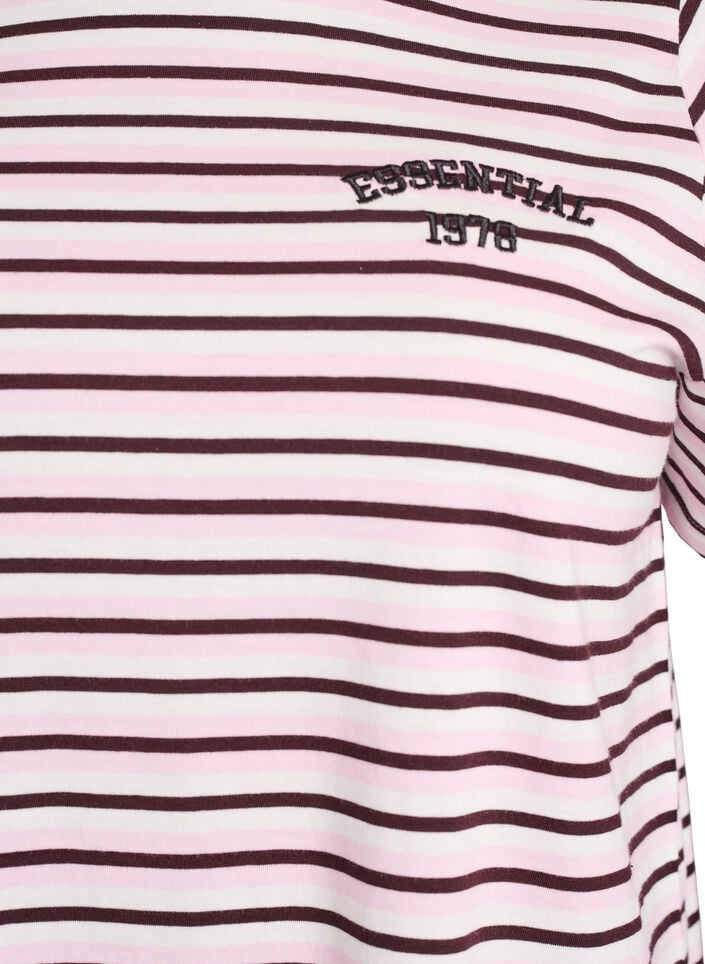 Bomulls T-skjorte med striper, Rosa, Packshot image number 2