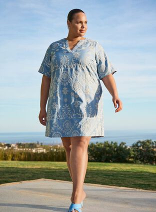 Zizzi Blå kjole, , Model