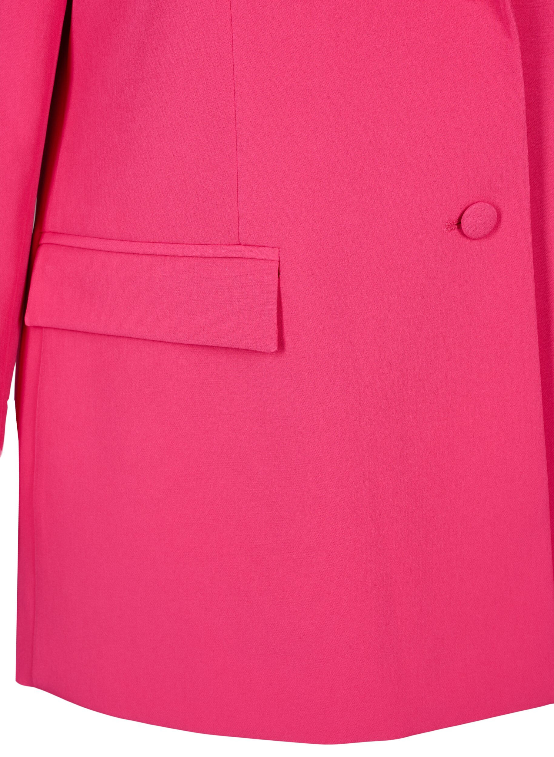 Zizzi Klassisk blazer med knappelukking, Pink Yarrow, Packshot image number 3