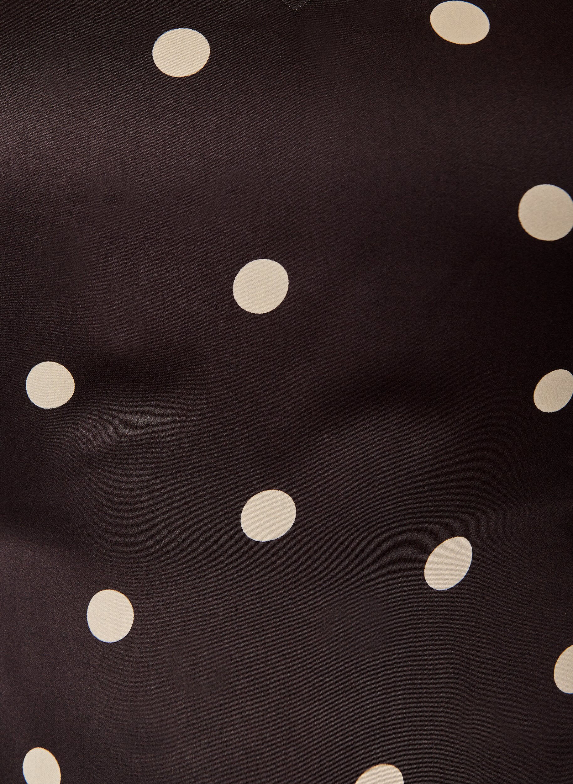 ZizziPolkadot viskosebluse med V-hals og knytelukking, Brun, Packshot image number 2