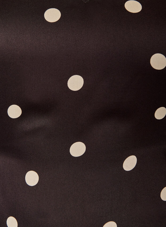 Polkadot viskosebluse med V-hals og knytelukking, Brun, Packshot image number 2