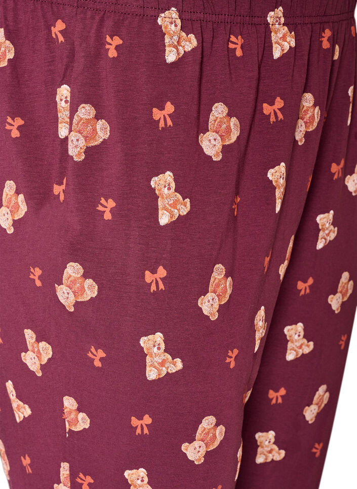 Pyjamasbukser med trykk, R&oslash;d, Packshot image number 2