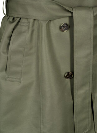 Kort trenchcoat med belte, Dusty Olive, Packshot image number 3