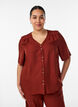 Skjortebluse med V-hals og korte ermer, R&oslash;d, Model image number 0