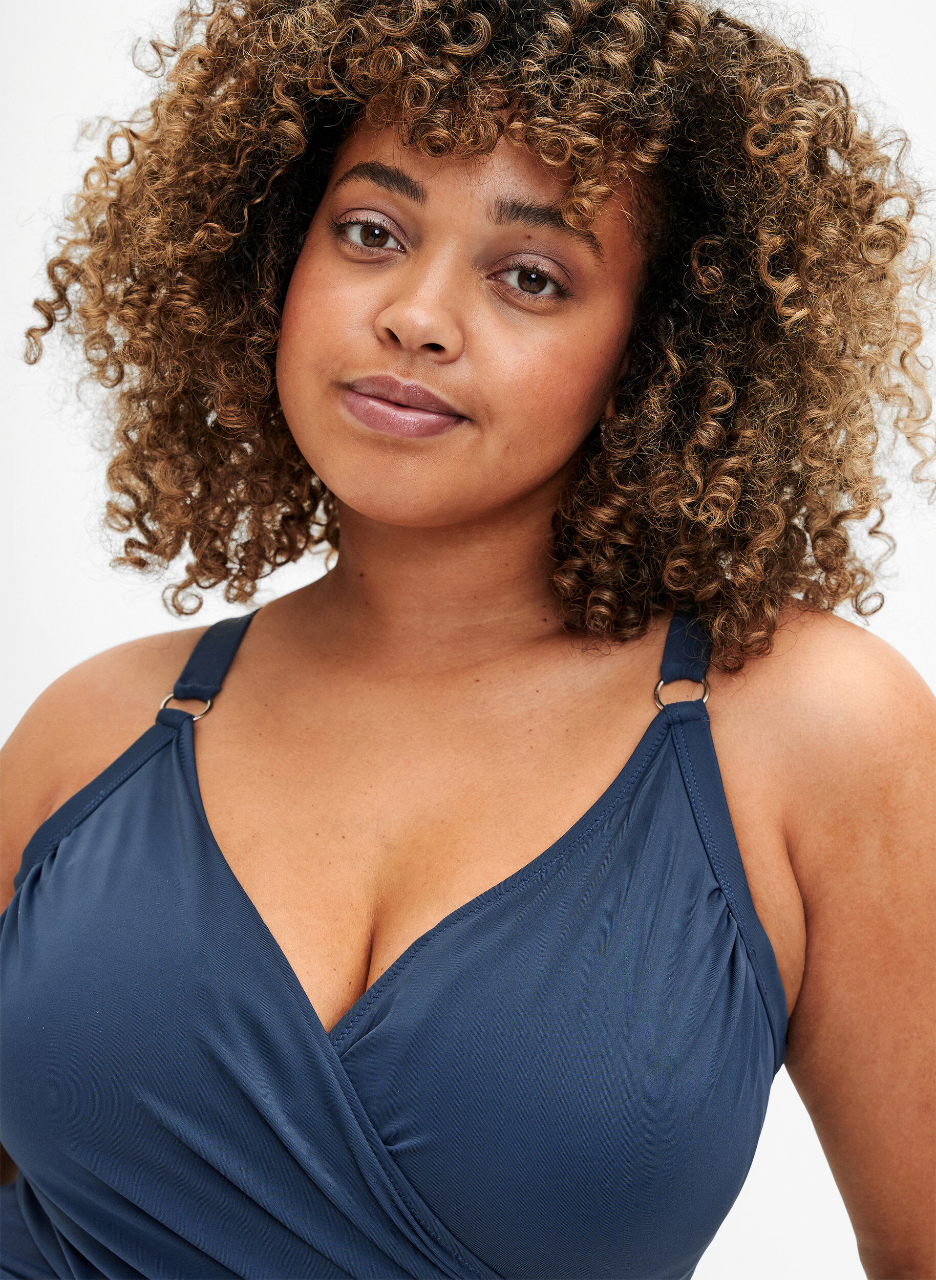 Zizzi Badedrakt med wrap, Bl&aring;, Model image number 2