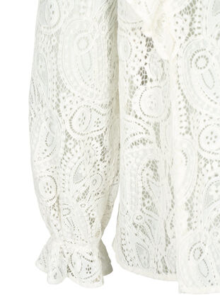 Zizzi Skjortebluse med blonder og volangedetaljer, Snow White, Packshot image number 4