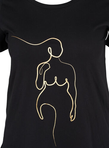 T-skjorte i bomull med trykk, Black w. Gold Foil , Packshot image number 2