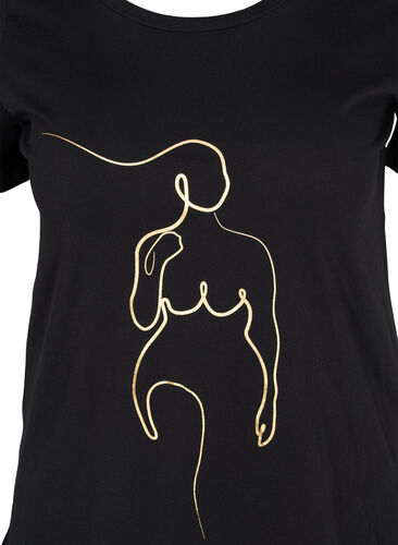 T-skjorte i bomull med trykk, Black w. Gold Foil , Packshot image number 2