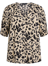 Kortermet viskosebluse, Sand AOP