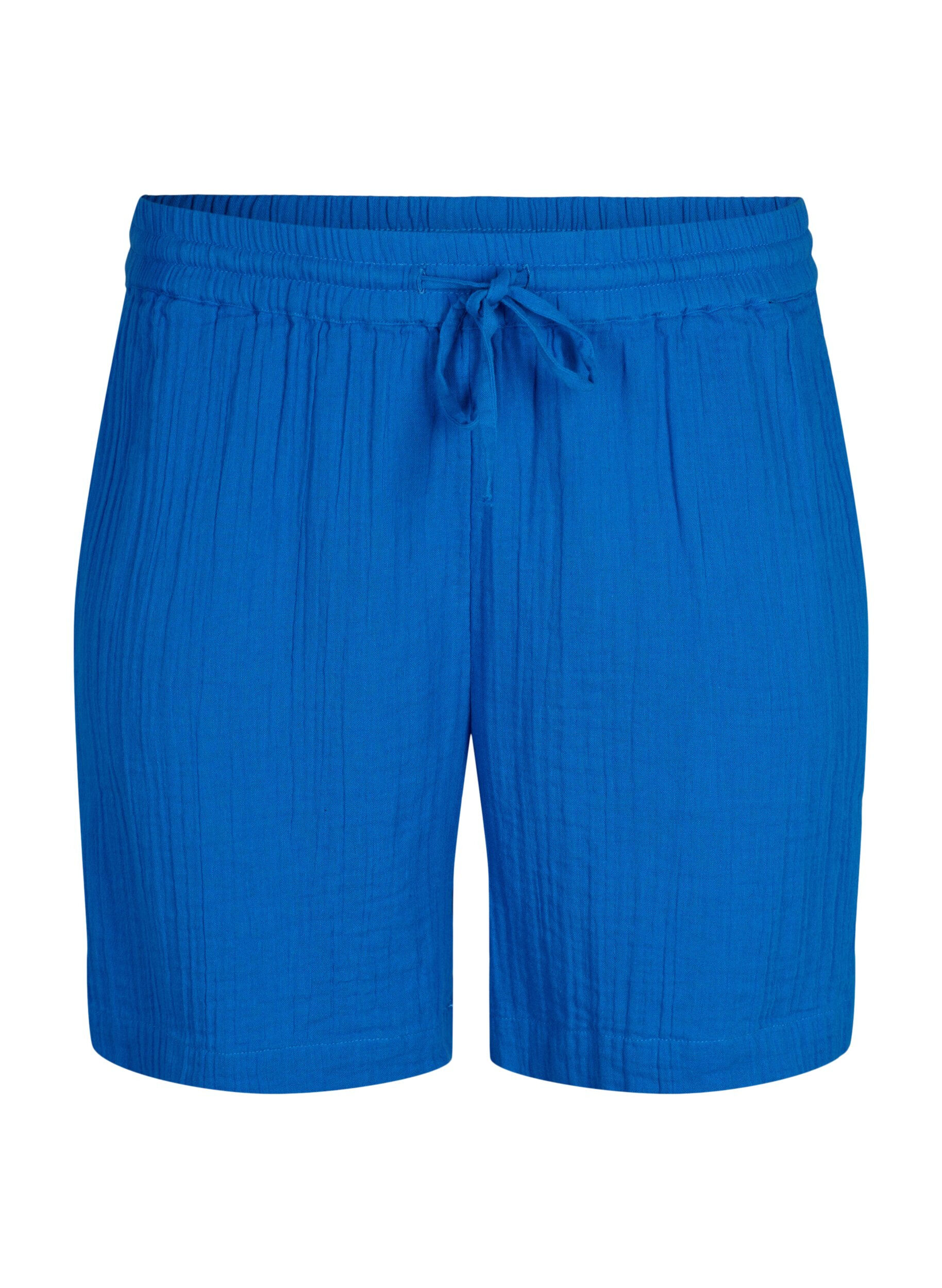 Zizzi Shorts i bomullsmusselin med lommer, Victoria blue, Packshot image number 0