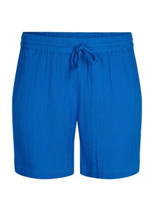 Shorts i bomullsmusselin med lommer, Victoria blue, Packshot image number 0