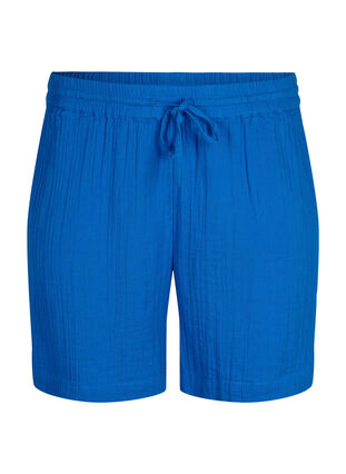 Zizzi Shorts i bomullsmusselin med lommer, Victoria blue, Packshot image number 0