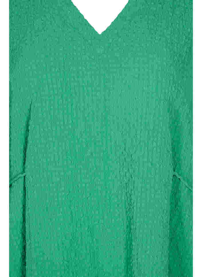 Langermet kjole med V-hals og knyting, Mint, Packshot image number 2