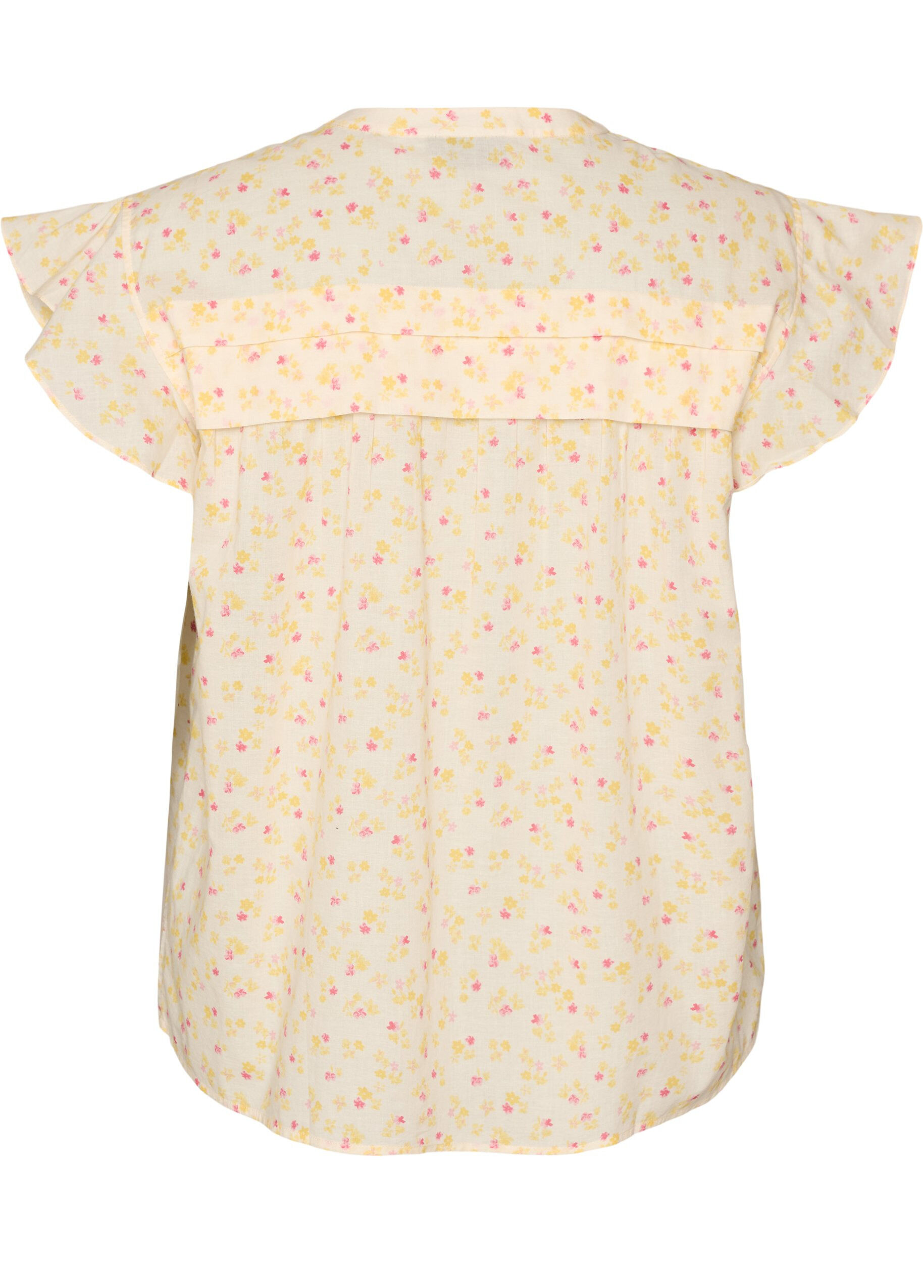 ZizziErmel&oslash;s A-linje bomullsskjorte bluse, Gul, Packshot image number 1