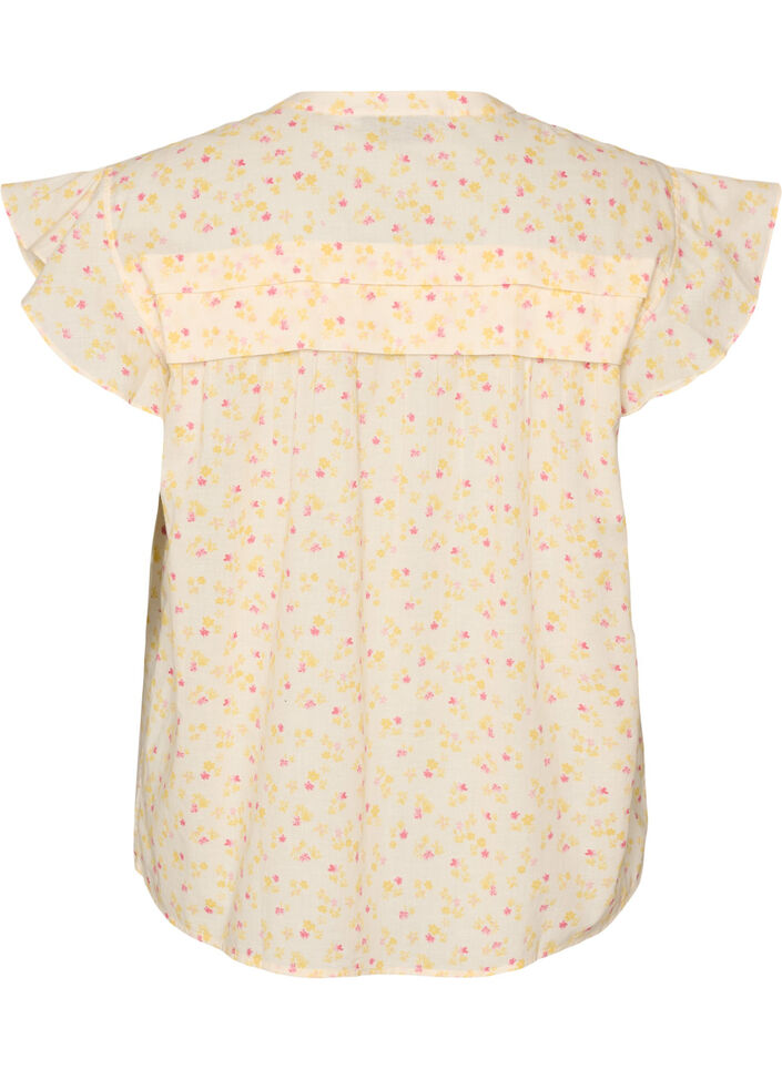 Ermel&oslash;s A-linje bomullsskjorte bluse, Gul, Packshot image number 1