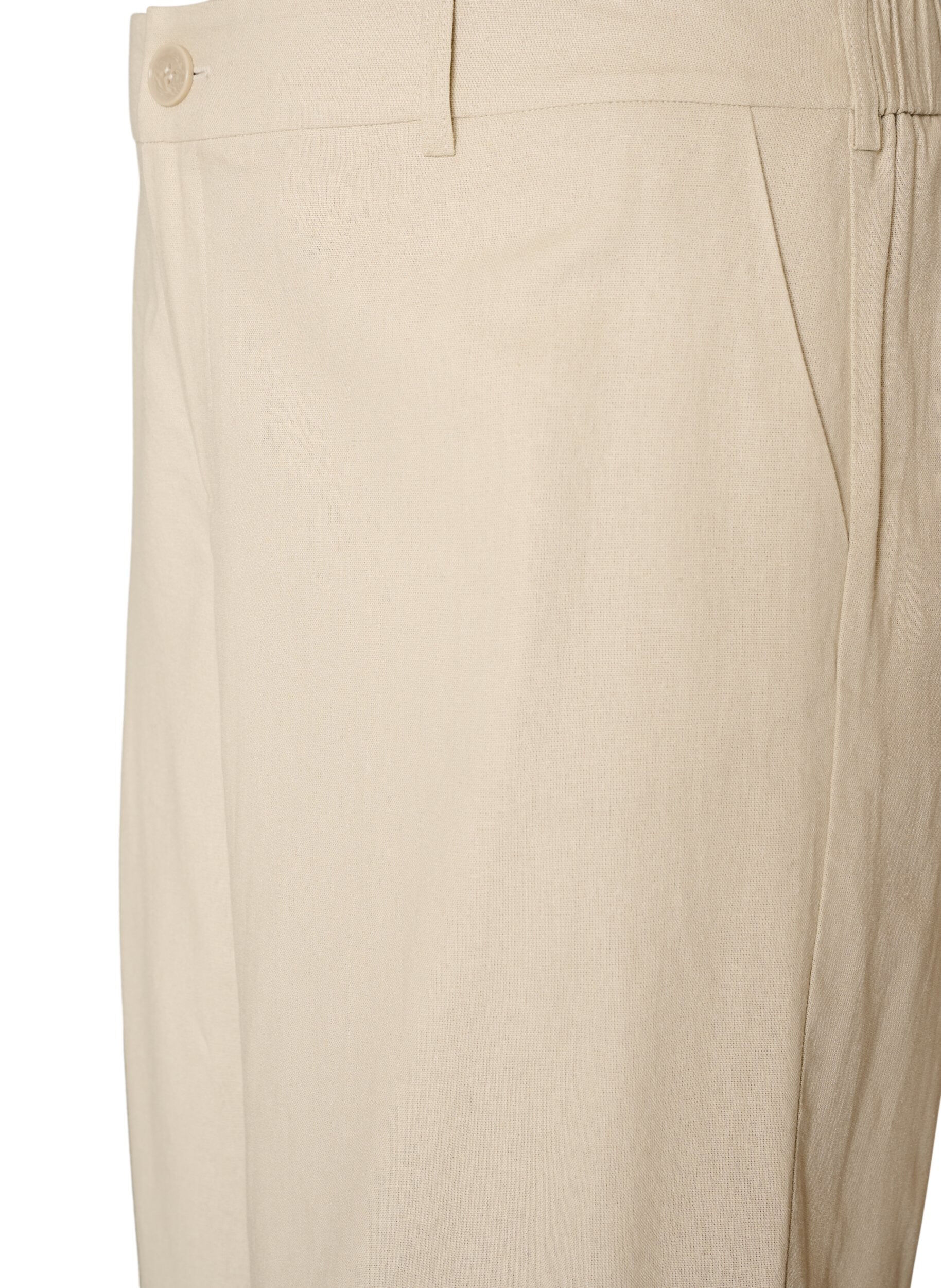 ZizziBermudashorts med h&oslash;y midje i lin og viskose, Beige, Packshot image number 2