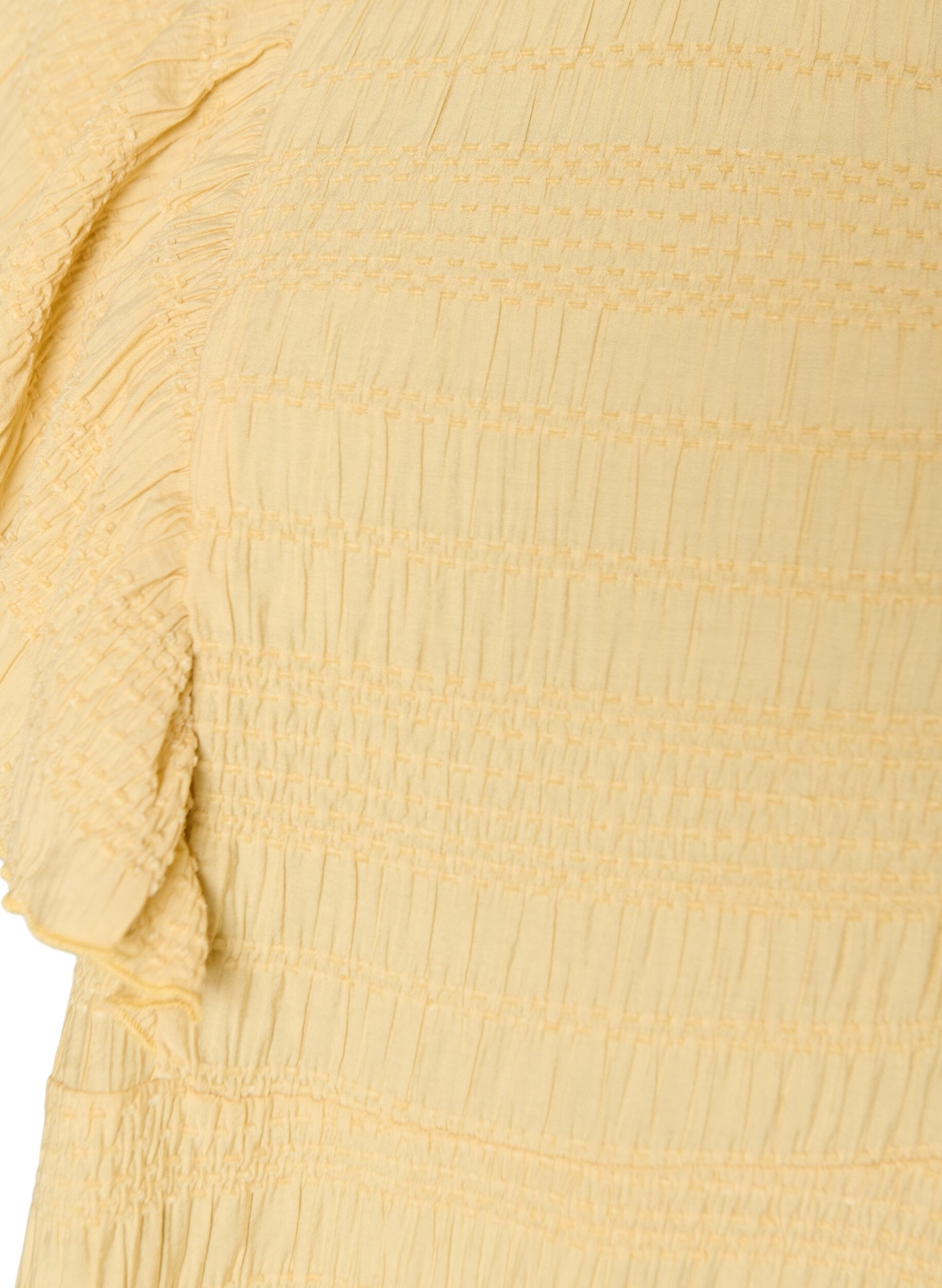 ZizziBluse med smockstruktur og volangermer, Gul, Packshot image number 2