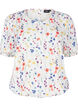 Blomstrete bluse med smock, Bl&aring;, Packshot image number 0