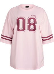 Oversized college T-skjorte med 3/4 ermer, Rosa