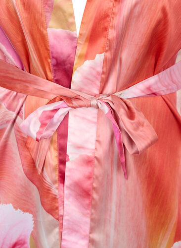 Mønstrete morgenkåpe med korte ermer, Orange Pink AOP, Packshot image number 2