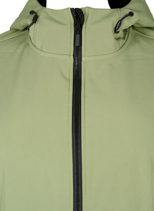 Kort softshell-jakke med lommer, Oil Green, Packshot image number 2
