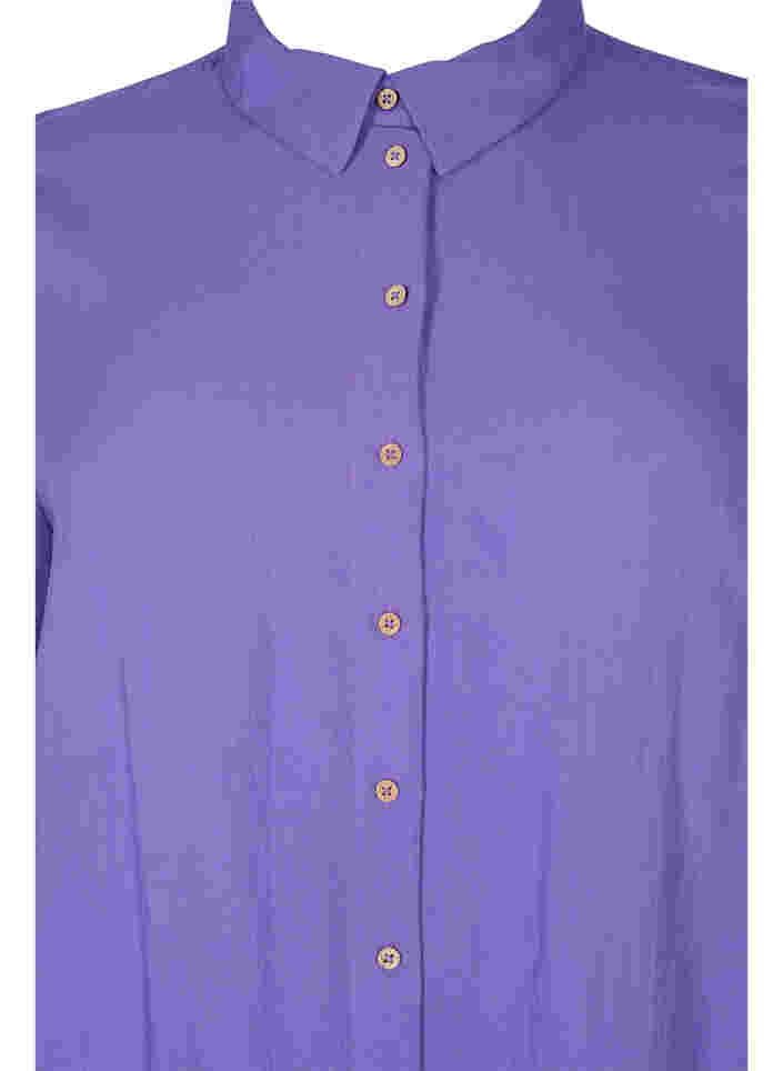 Lang ensfarget viskoseskjorte med 3/4-ermer, Passion Flower, Packshot image number 2