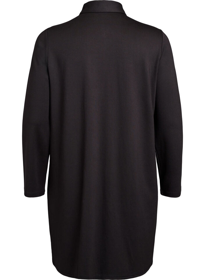 Skjortekjole med dekorative knapper, Svart, Packshot image number 1