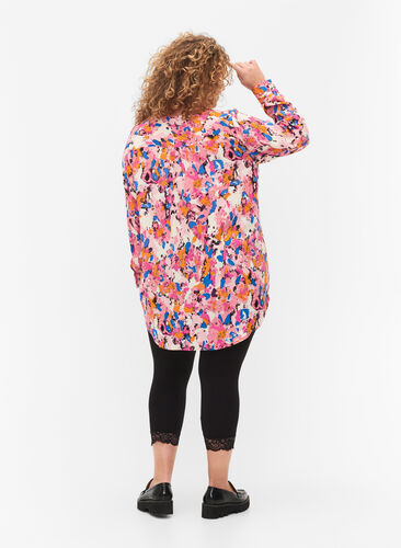 Basis 3/4-leggings med blondekant, Black, Model image number 1