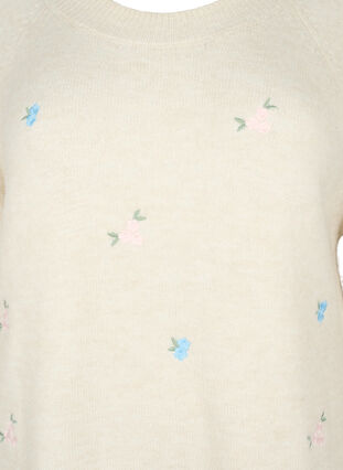 Strikket genser med broderte blomster, Birch Comb, Packshot image number 2