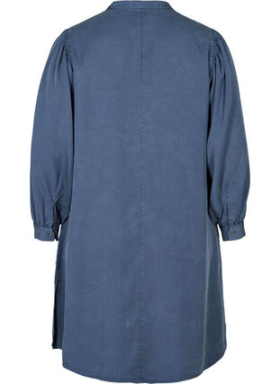 Kjole med lange puffermer, Dark blue denim, Packshot image number 1