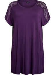 Viskose nattkjole med blonder detaljer, Purple Pennant