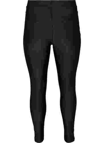 Skinnende leggings med 7/8-lengde og baklommer, Black, Packshot image number 1