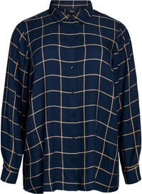 Rutete oversized bomullsskjorte, Blå Rutete oversized bomullsskjorte