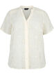 Kortermet skjortebluse med broderi anglaise, Antique White, Packshot image number 0