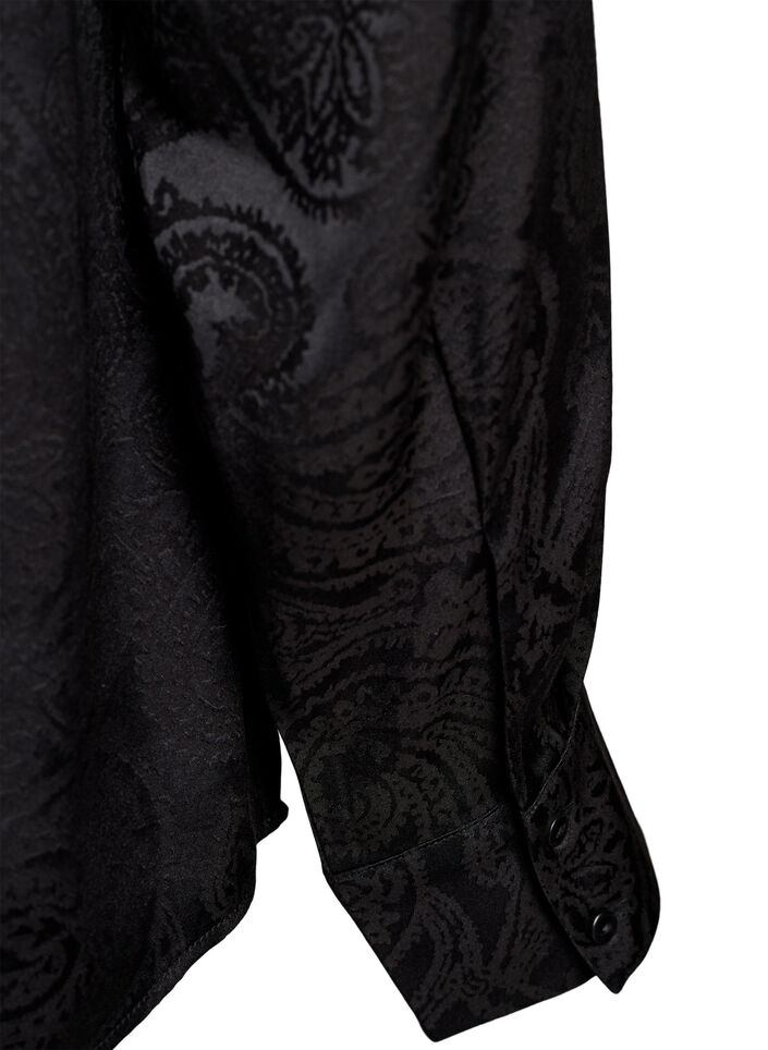 Skjorte med tone-i-tone paisleym&oslash;nster, Svart, Packshot image number 3
