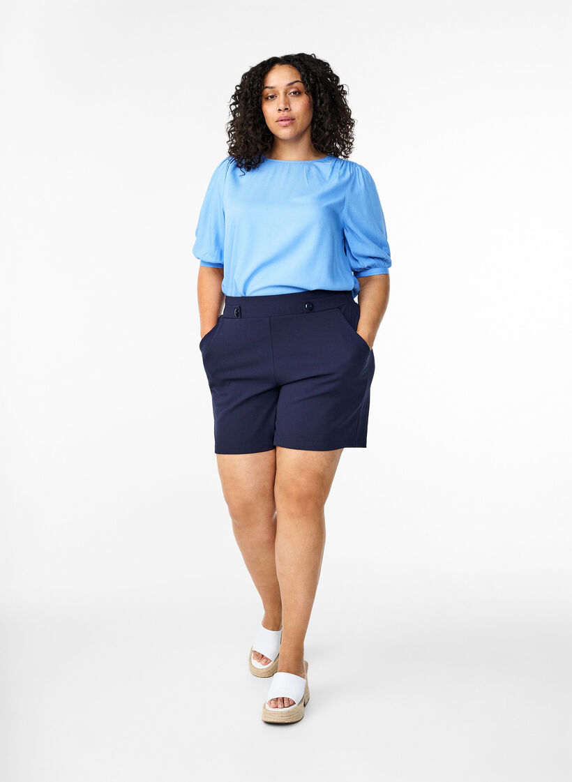 Viskosebluse med 1/2-ermer, Cornflower Blue, Model image number 2