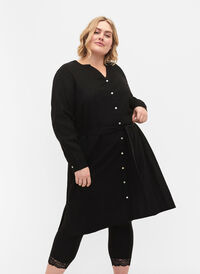 Skjortekjole med lange ermer, Black, Model