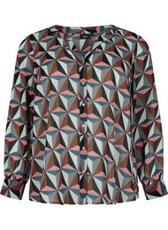 Skjorte med V-hals og mønster, Graphic Pink
