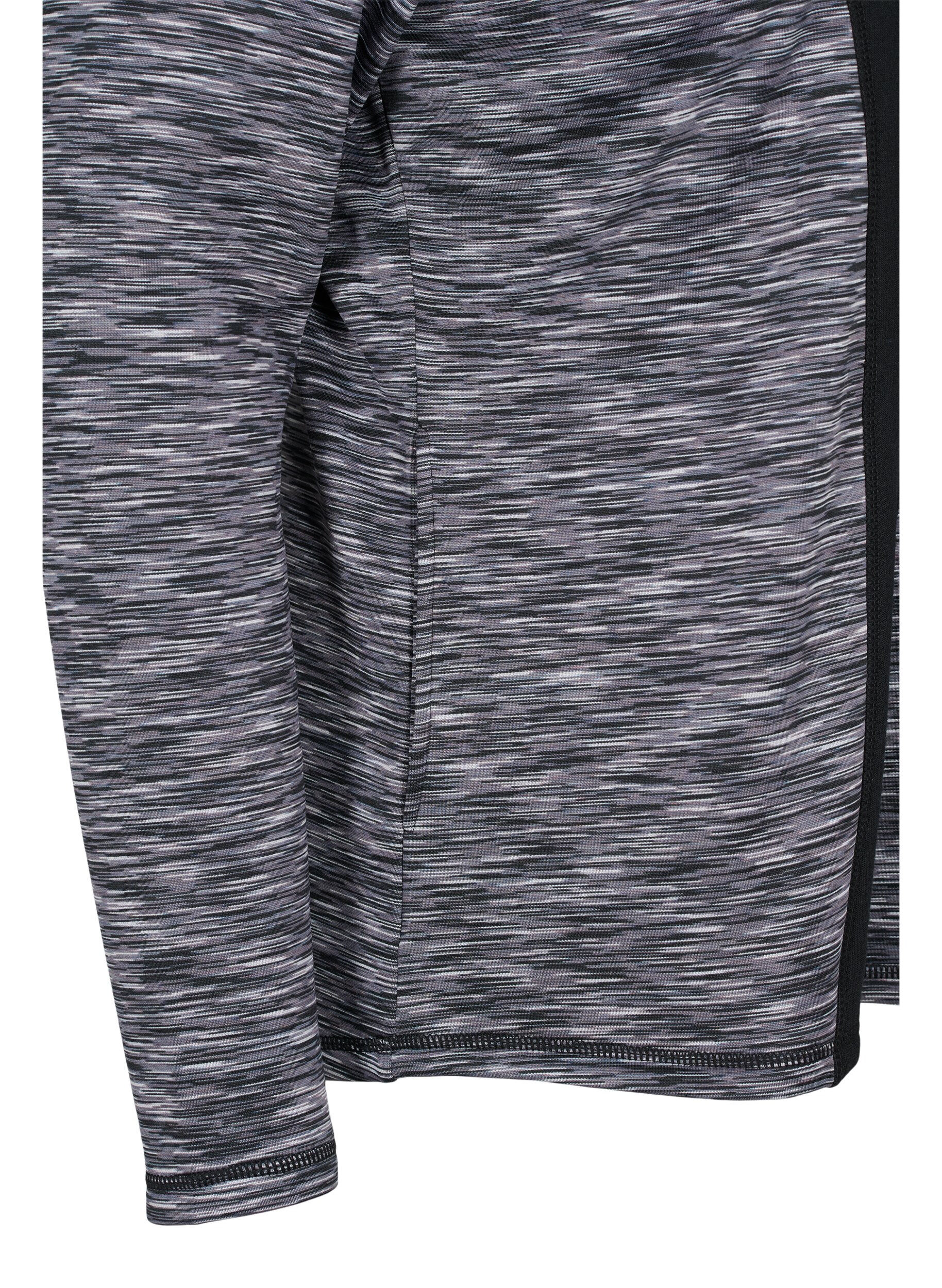 Zizzi Trenings cardigan med glidel&aring;s og h&oslash;y hals, Black, Packshot image number 3