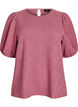 Strukturert bluse med korte ermer, Rosa, Packshot image number 0
